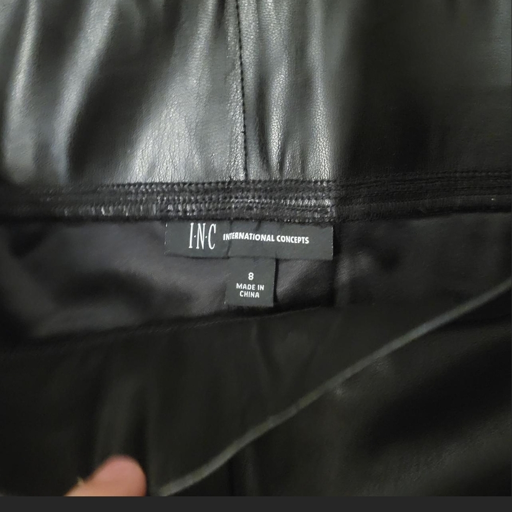 INC International Concepts Black Leatherette Pants - Picture 2 of 2